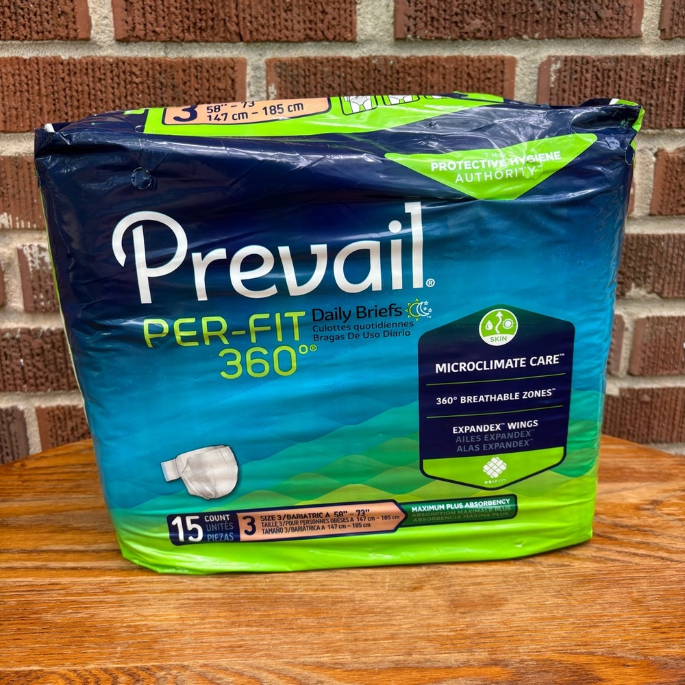 Prevail Perfit360 Sz 3 X-large 58"-73" Bariatric A
Sealed package 15 ct